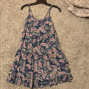 floral blue & pink spaghetti strap dress XS